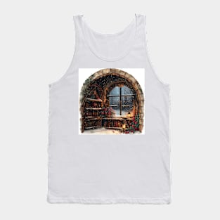 Fantasy winter starry night window Tank Top